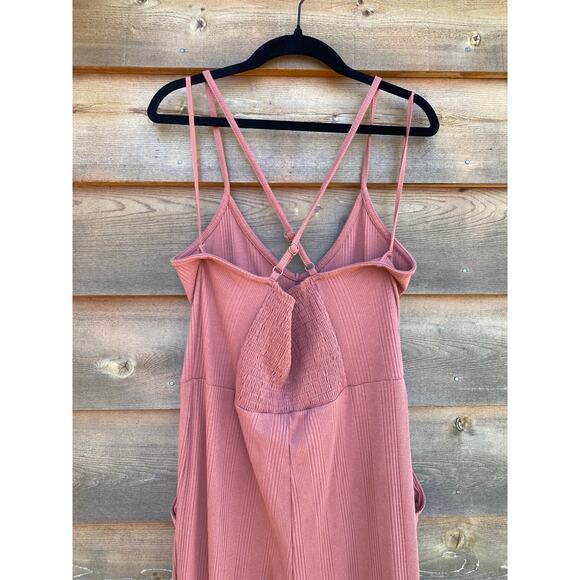 Aerie blush ribbed flared jumpsuit with pockets - Picture 4 of 5